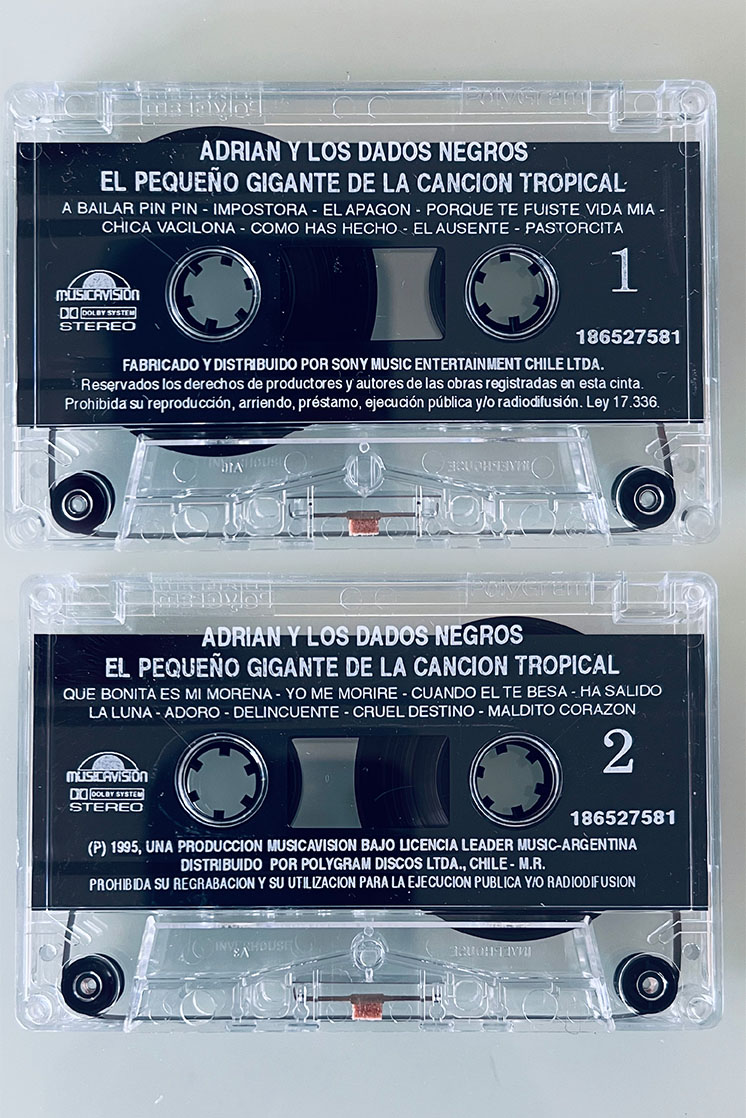 ADRIAN Y LOS DADOS NEGROS EL PEQUEÑO GIGANTE DE LA CANCIÓN TROPICAL - vista posterior